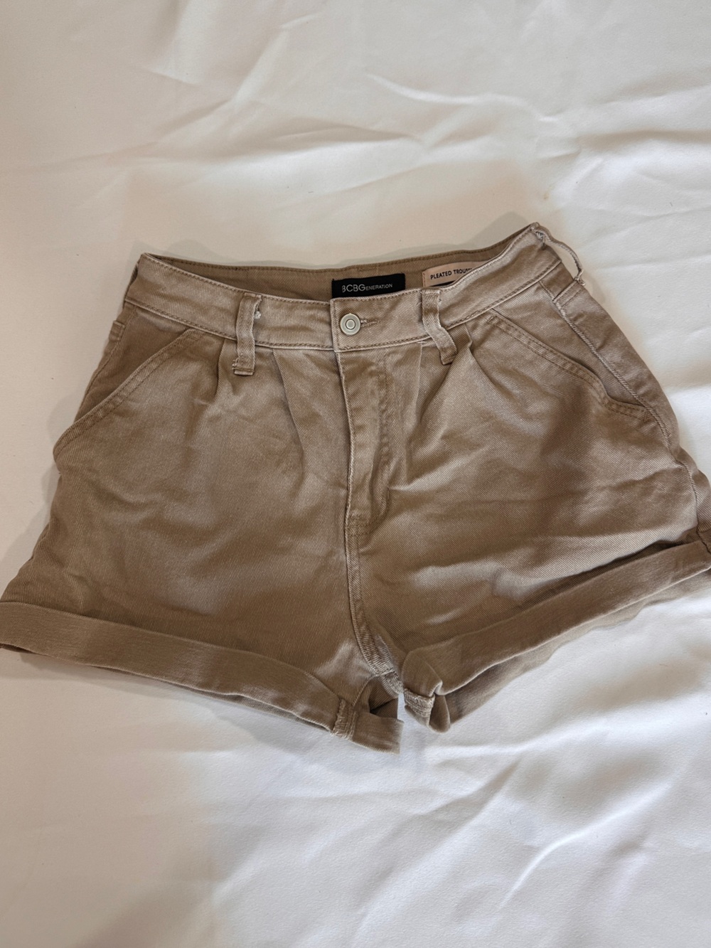 Women's Tan Roll-Hem Shorts
